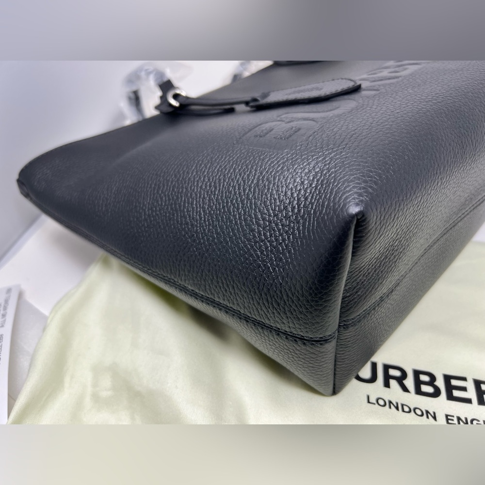 Burberry Ardwell Logo Embossed black Leather shopping Tote - Picture 12 of 16